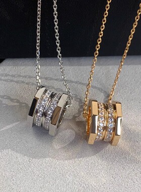 C卡家银镀18K金新款螺丝吊坠项链