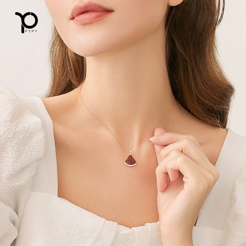 送妈妈母亲节礼物纯银红玛瑙送吊坠 pypy项链