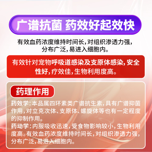 佑多萌佑呼宁盐酸多西环素片猫感冒呼吸道感染咳嗽鼻涕宠物消炎药 - 图2