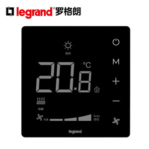 罗格朗新风系统温控器水电地暖控制触屏开关面板二管四管制调温