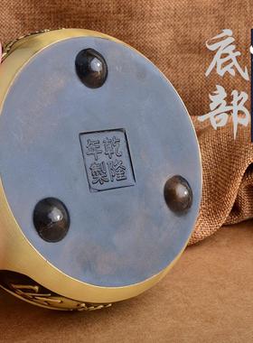 黄铜复古做旧大号烟灰缸桌面书法摆件创意小礼品手工艺品礼品