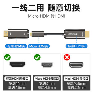 开博尔8K光纤hdmi线microHDMI穿管线4K投影PS5高清电视相机连接线