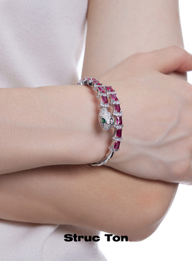 Structon个性蛇形手镯复古开口