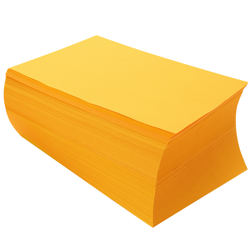 打印纸a4桔黄复印纸a4黄色 70克桔黄彩纸80g230g橘黄卡纸彩色纸彩色a4纸橙黄色黄皮-图0