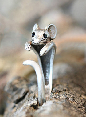Open Copper Ring Mouse Ring Cute Animal Female Retro Index