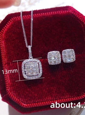 Light Luxury Style Square Pendant Necklace Women Inlaid