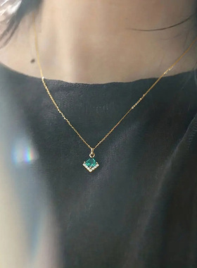 London Garden Square Diamond Necklace Female Niche Design
