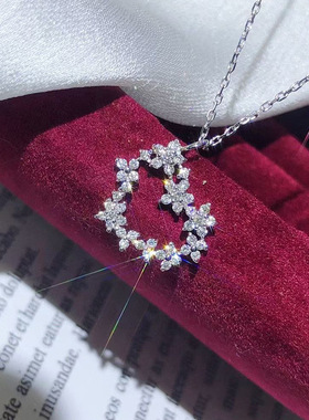 Super Fairy Heart-shaped Flower Diamond Necklace Female