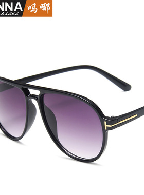 日系moleubak双梁大框蛤蟆镜复古圆框t字太阳镜男士飞行员墨镜