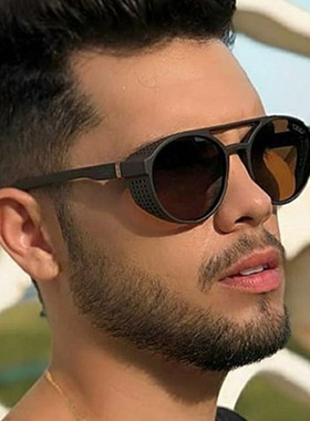 日系moleubak双梁蒸汽朋克太阳镜新款欧美时尚潮流墨镜圆形防风