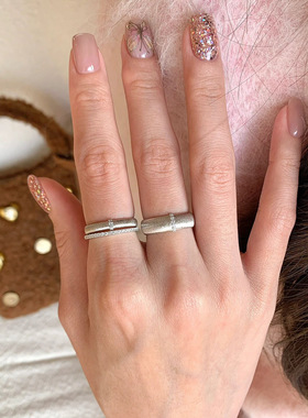 日系cherry kitty意大利工艺拉丝戒指复古中古回流风缎面新款