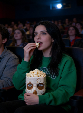 骷髅头爆米花桶家居摆件