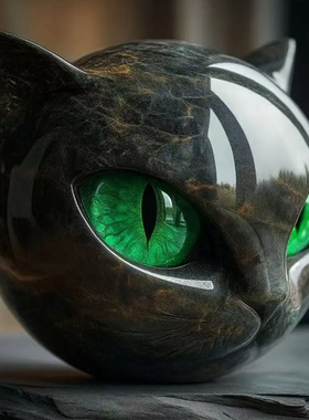 LuxuryBlackCatStoneSculpture