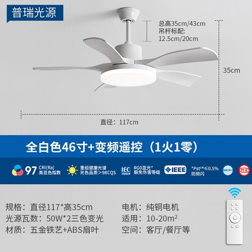 复古风扇灯2025新款客厅吊扇灯餐扇一体变频卧室电风扇吊灯厅灯风 - 图0
