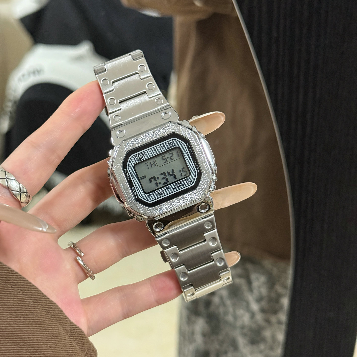 钢铁小方块电子手表男女初高中学生男款运动男女生简约气质ins风 - 图0