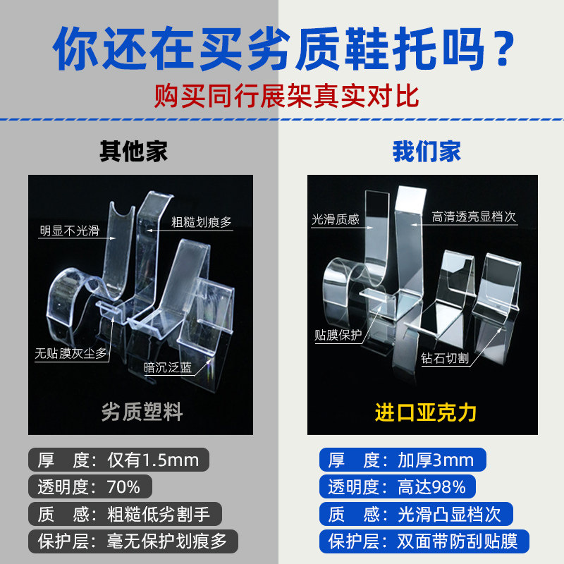 童鞋展示架亚克力鞋架透明鞋托鞋子陈列架鞋撑鞋支架鞋店货架定制-图1