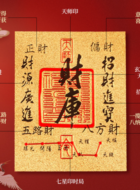 开财库手机贴招财进宝聚财补库用品八方来财葫芦百福金箔财库贴纸