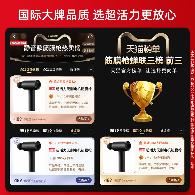 超活力筋膜枪专业级肌肉放松电动按摩器强力静音健身颈膜枪医用