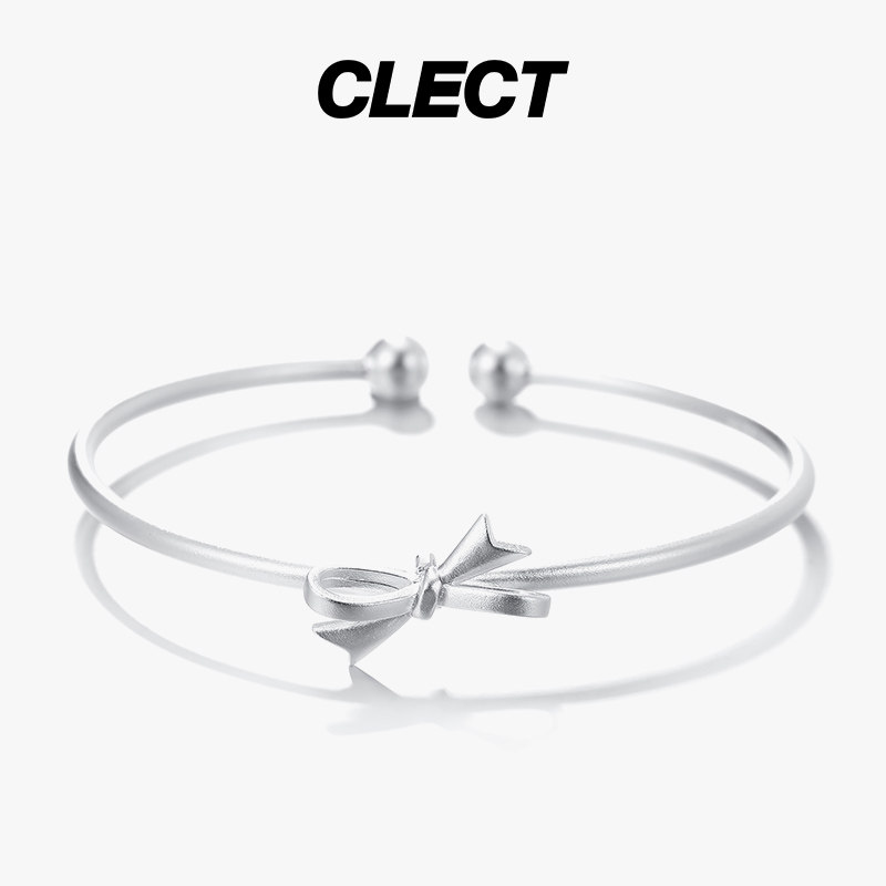 clect蝴蝶结999女实心纯银手镯 clect手镯