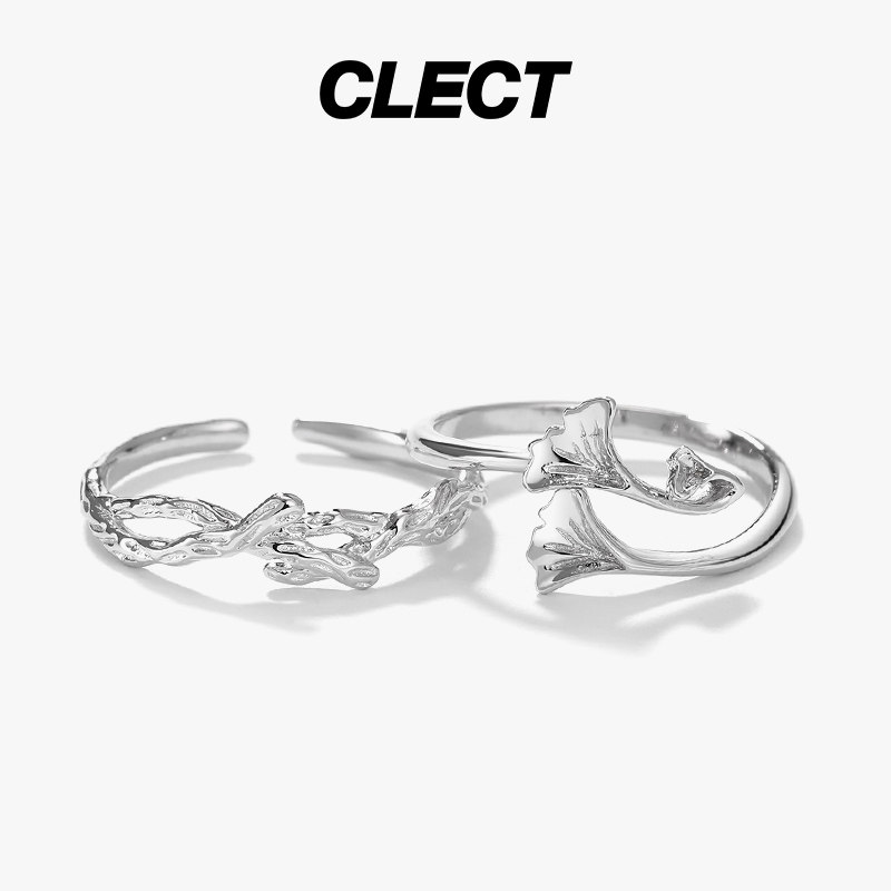 clect银杏叶女情侣款纯银一对对戒 clect戒指/指环