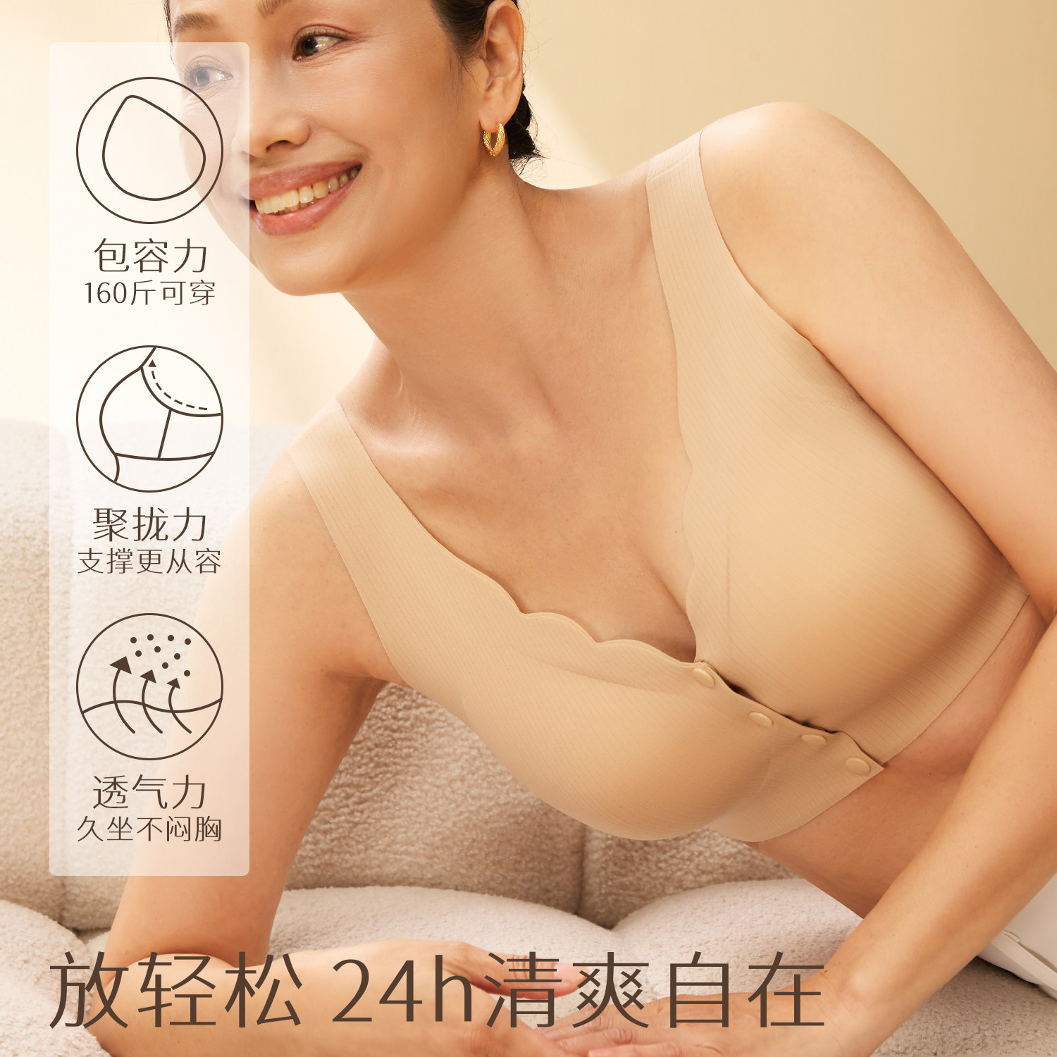 中老年文胸前扣妈妈背心内衣老年人妇女无钢圈胸罩无痕美背收副乳,淘宝优惠券,粉丝福利购,淘宝优惠卷