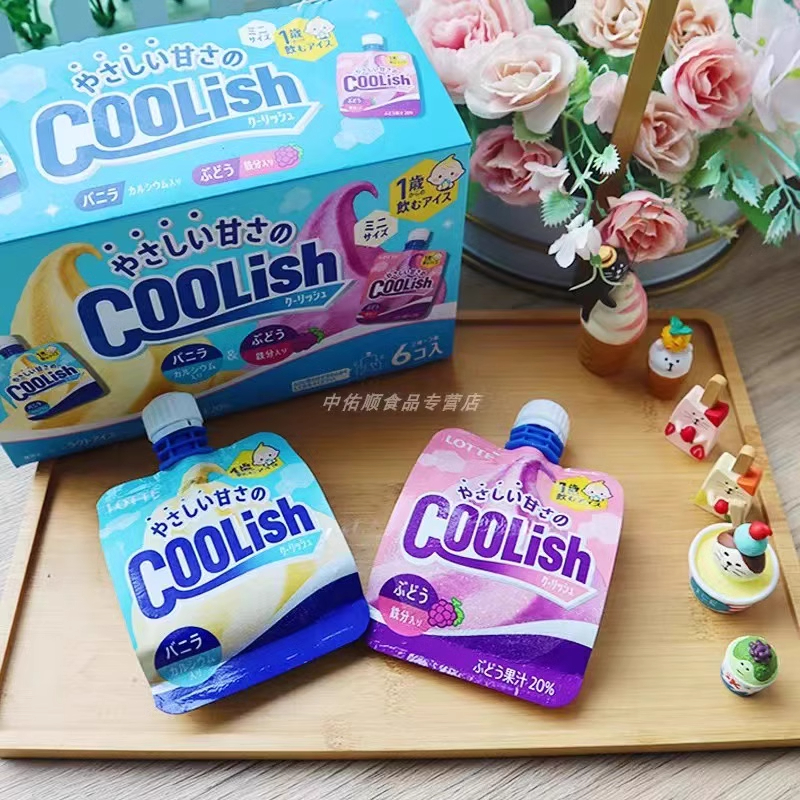 日本进口乐天coolish吸吸冰儿童冰淇淋葡萄冰沙香草巧克力冰激凌 - 图2