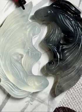 双鱼玉佩挂件闺蜜信物姐妹一对新中国风吊坠项链古风配饰一人一半