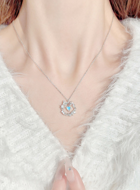 纯银极光灵蛇玫瑰花环项链小众高