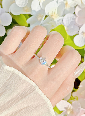 纯银开口甜心蝶恋蝴蝶爱心戒指女