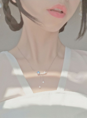 蝴蝶翩翩古风银项链汉服搭配首饰
