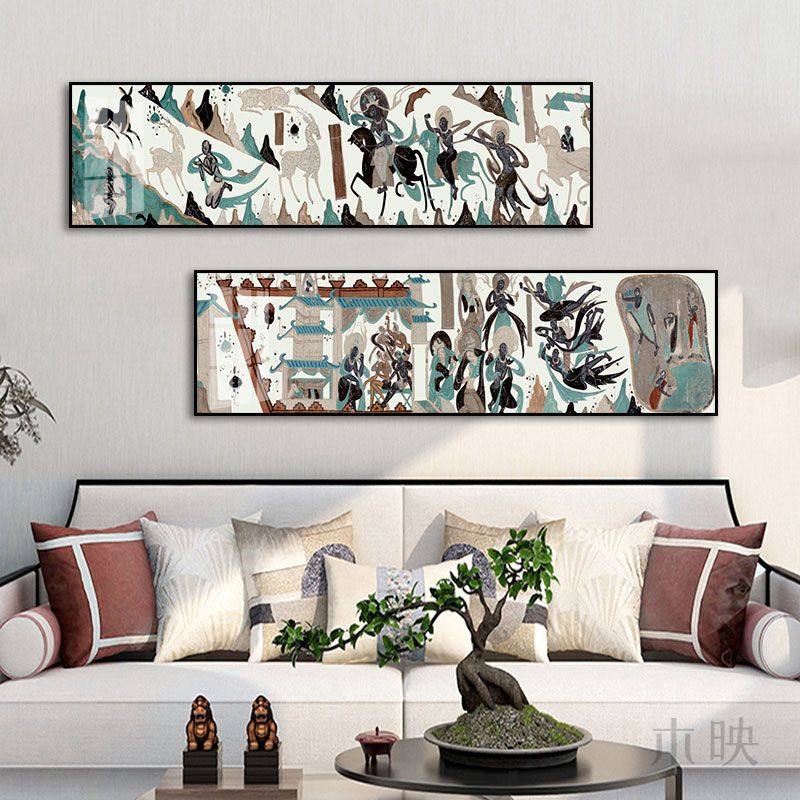 九色鹿装饰画新中式好寓意茶室书房敦煌壁画轻奢沙发背景墙挂画,淘宝优惠券,粉丝福利购,淘宝优惠卷