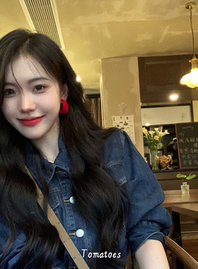 全场买三送一复古红色丝绒耳环女