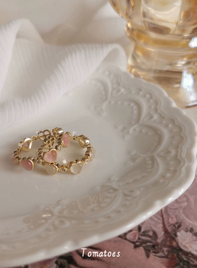 法式复古猫眼石爱心戒指