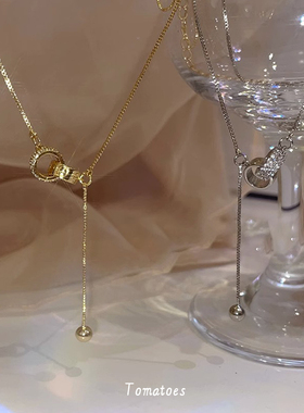 复古法式镀金双环项链