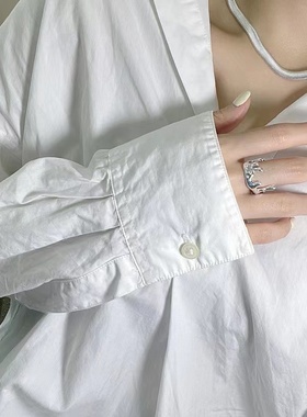 嘉兴银家S925纯银小众不规则融蜡戒指曲面锡箔暗黑风肌理指环银饰