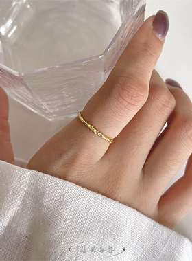 嘉兴银家s925纯银韩式气质高级简约波浪戒指ins小众叠戴精致指环