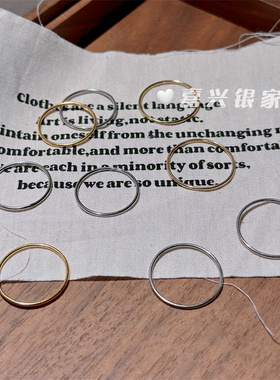 嘉兴银家S925纯银光圈戒指女1MM细戒指环指关节戒—下单备注圈口