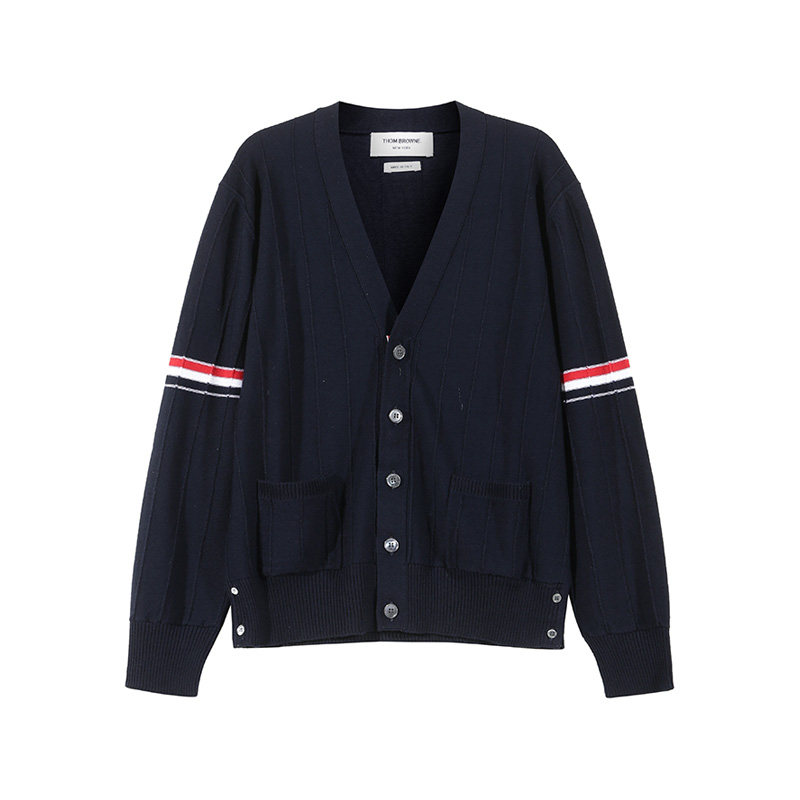 THOM BROWNE 男士羊毛短款V领针织开衫羊毛衫MKC519A Y1002,淘宝优惠券,粉丝福利购,淘宝优惠卷