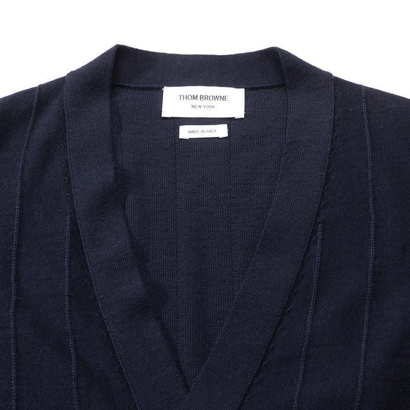 THOM BROWNE 男士羊毛短款V领针织开衫羊毛衫MKC519A Y1002,淘宝优惠券,粉丝福利购,淘宝优惠卷
