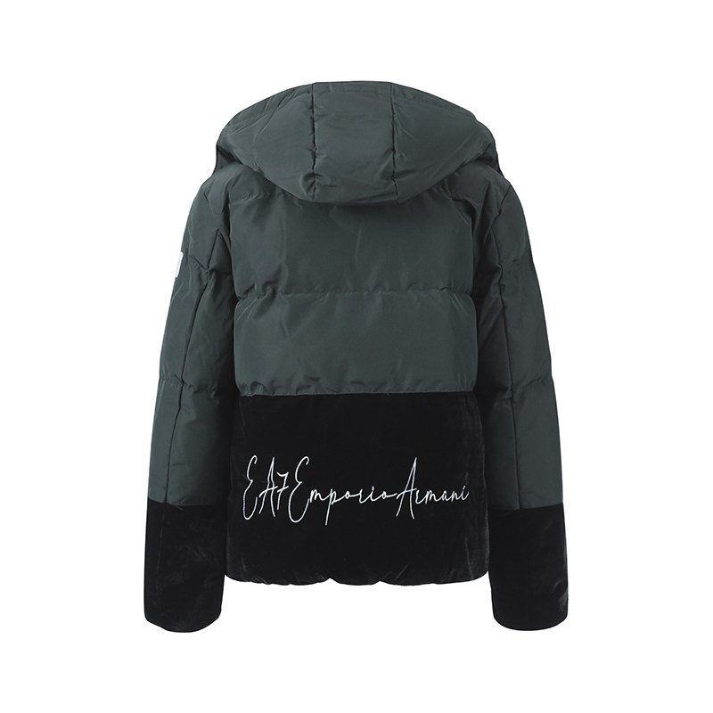 EA7阿玛尼 女士徽标刺绣拼接连帽棉服夹克上衣外套 6LTB20 TN8AZ,淘宝优惠券,粉丝福利购,淘宝优惠卷