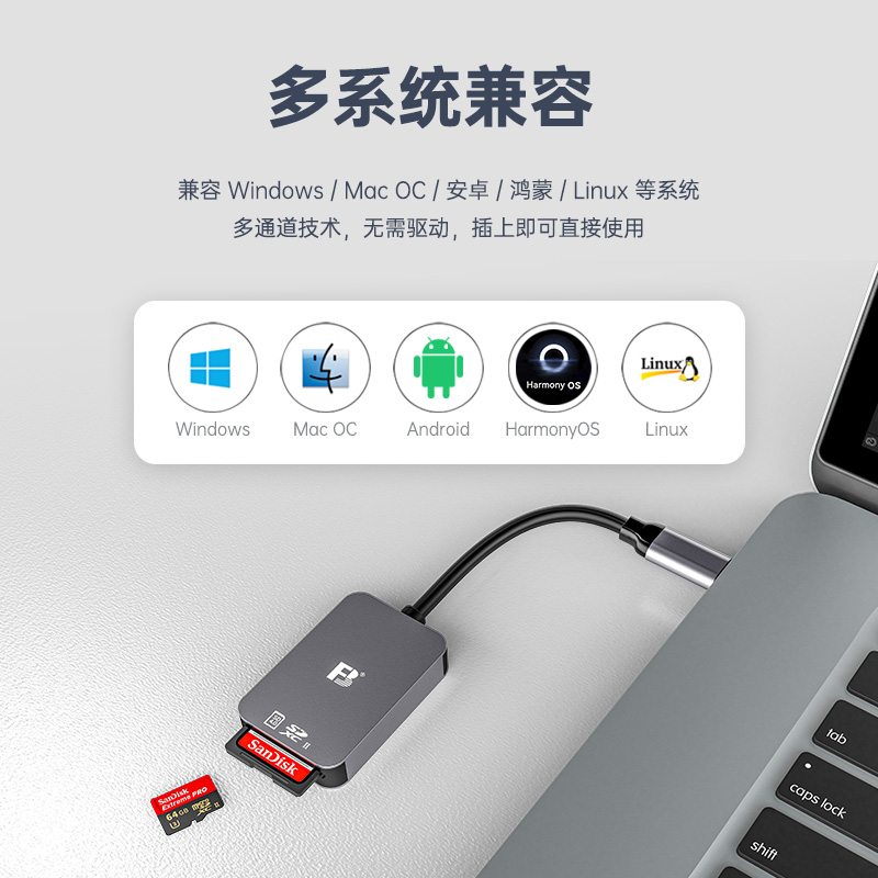 沣标UHS-II SD TF读卡器手机电脑通用二合一typec安卓小型万能迷你高速USB3.0佳能单反相机卡sdxc转手机otg-图2