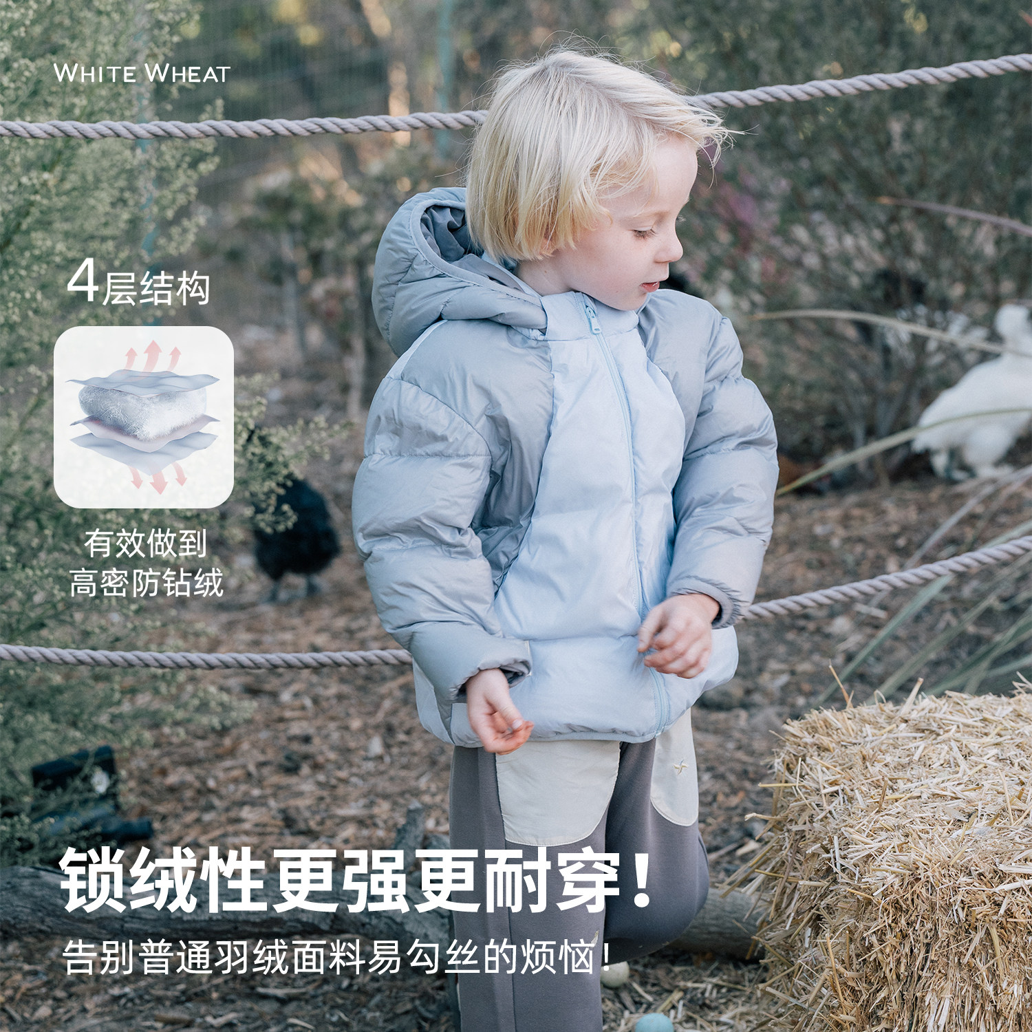 whitewheat儿童25冬季新款保暖外套男童女宝三防可拆卸帽子羽绒服,淘宝优惠券,粉丝福利购,淘宝优惠卷