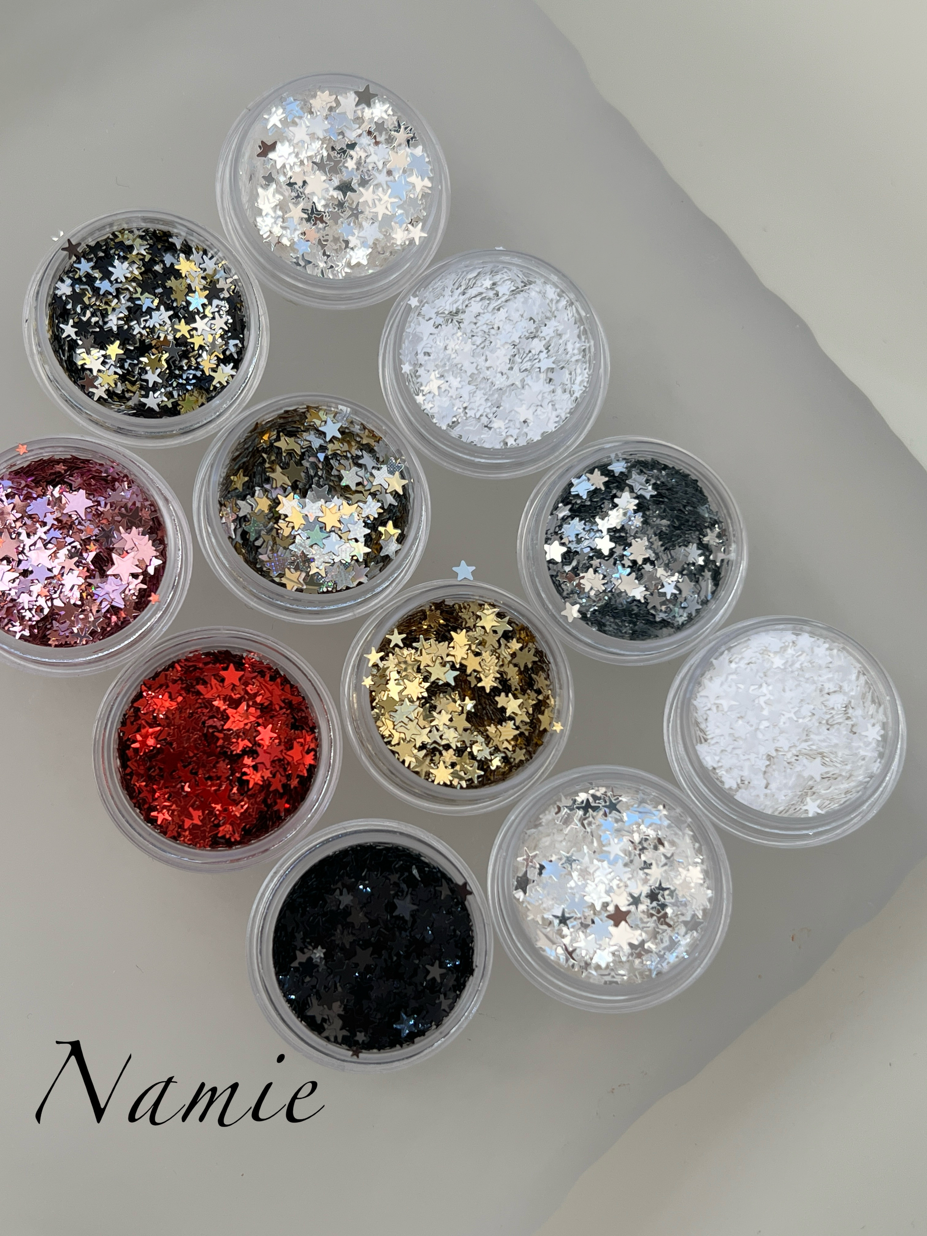 Namie超薄服帖多色圣诞特价1mm-3mm大小五角星混合装美甲闪粉亮片,淘宝优惠券,粉丝福利购,淘宝优惠卷
