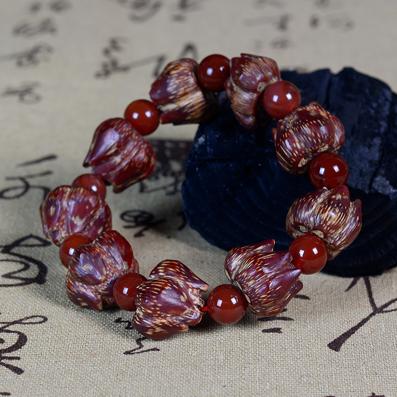 滴血莲花菩提手串滴血莲花菩提子文玩佛珠男女野菠萝念珠手串 - 图1