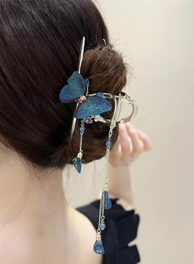 发夹后脑勺女生古风气质珍珠流苏