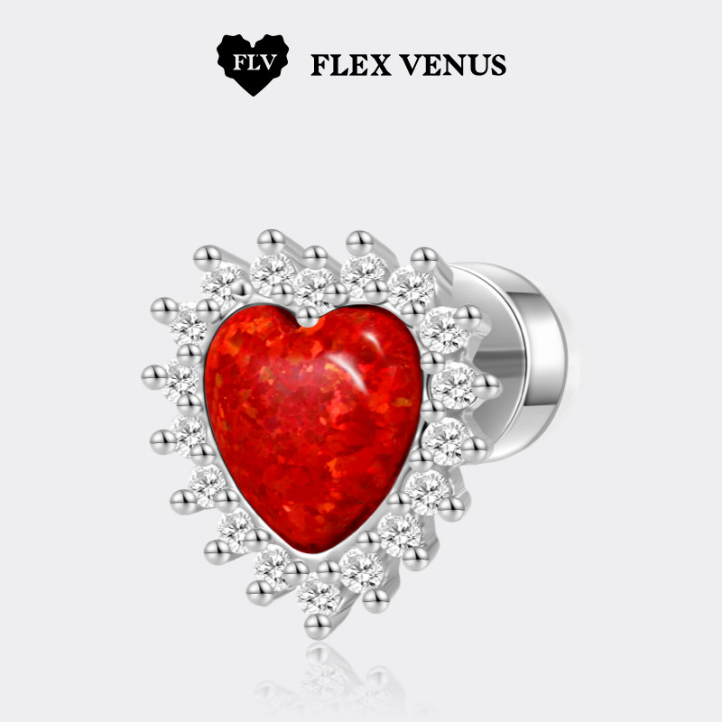 黄子弘凡同款FLV甜心耳钉小众设计时尚轻奢欧泊石耳饰情人节礼物