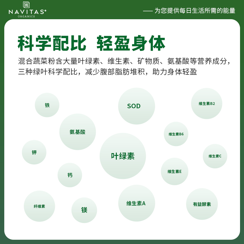 美国Navitas混合蔬菜粉Greens Blend羽衣甘蓝小麦草辣木有机抗氧 - 图1