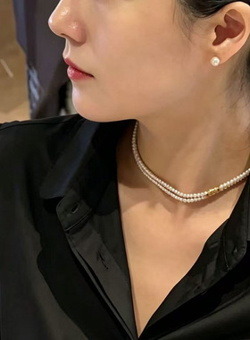 秋冬磁吸扣珍珠长款毛衣链女