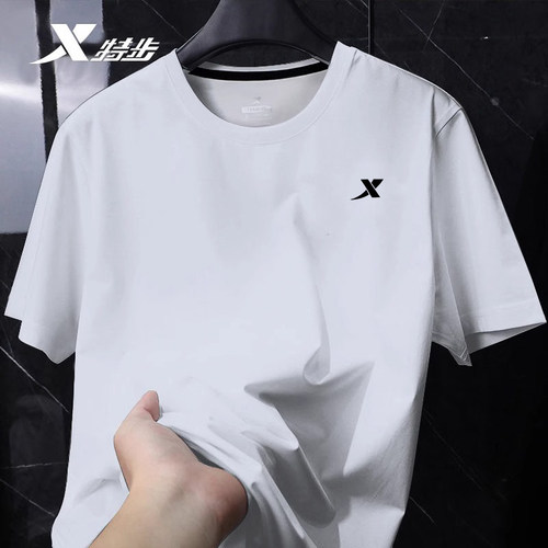 特步短袖t恤男夏季2026新款速干透气凉感运动服冰丝男士休闲上衣 - 图2