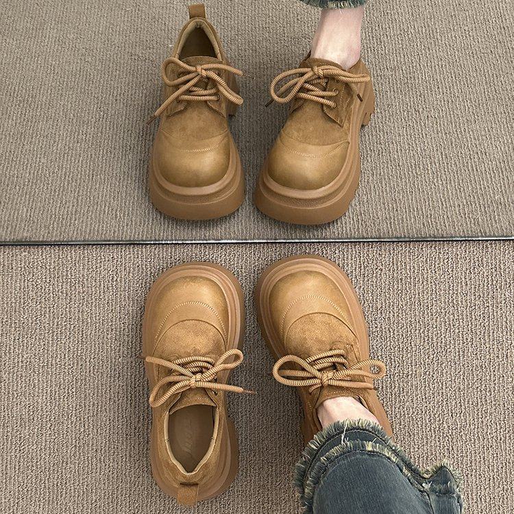 2026春季新款深口单鞋单鞋PU橡胶2026年春季松糕底圆头系带中跟,淘宝优惠券,粉丝福利购,淘宝优惠卷